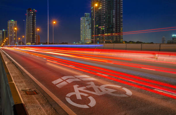 istock Bike Lane at night 908704748