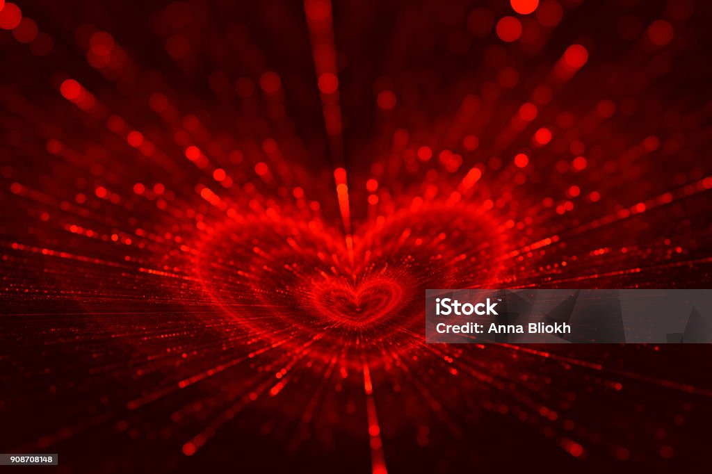 Valentines Day Love Red Black Heart Texture Pattern Valentine's Day Red Black Love Blurred Heart Bokeh Background Glittering Splash Cupid's Arrows Bright holiday pattern for graphic & web design, banner, poster, greeting card, brochure, invitations Fractal Fine Art Heart Shape Stock Photo