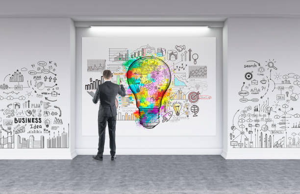 istock Businessman with a marker, idea, gallery 908710976
