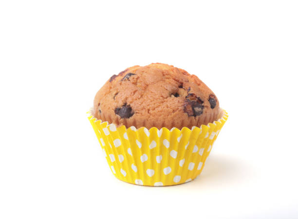 Homemade muffin with raisins and chocolate cupcake. selective focus