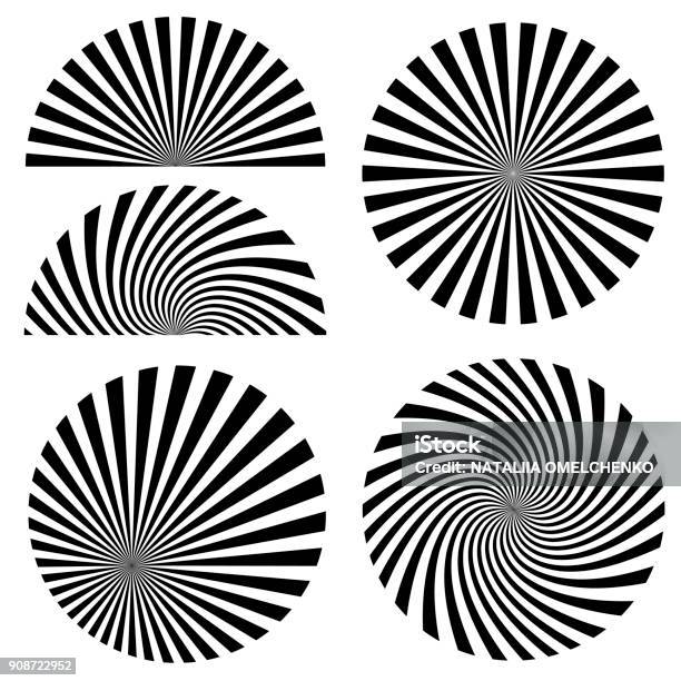 Sunbursts And Borders Collection Stock Illustration - Download Image Now - Sunbeam, Spiral, Circle