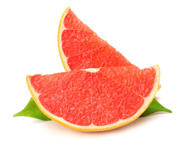 istock healthy food. grapefruit with green leaf isolated on white background 908722986
