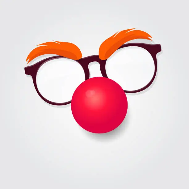 Vector illustration of Red nose day. Carnival goggles with a red nose