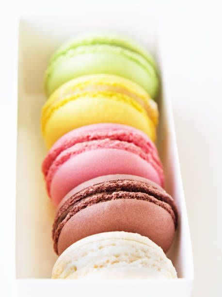 istock Sweet french multicolored macaroons. 908729454