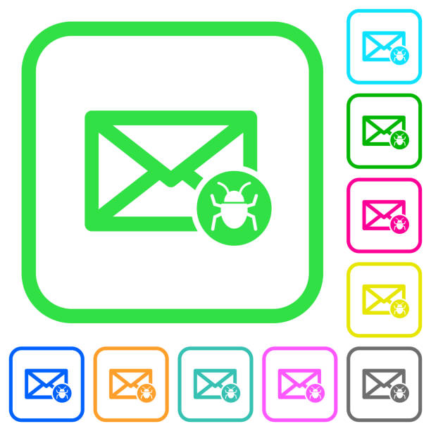 spam mail żywe kolorowe płaskie ikony - unsolicited stock illustrations