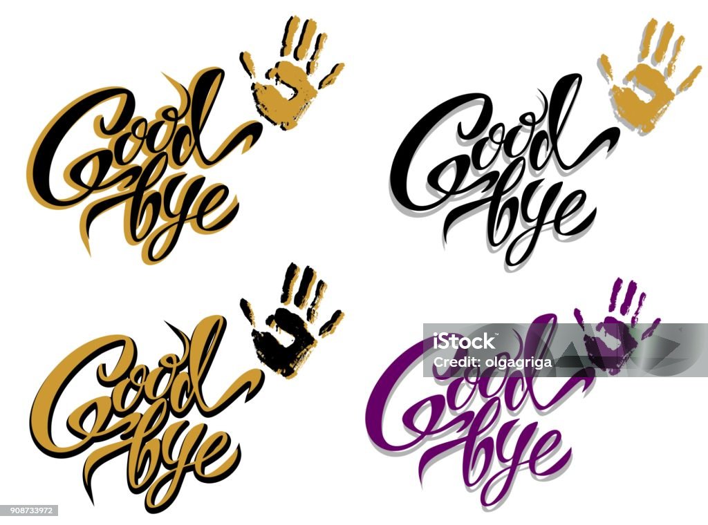 Goodbye Note Handwriten Goodbye Hand Lettering Design Vector Stock Illustration - Download ...