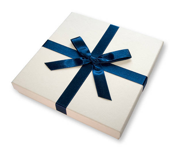 Caja de regalo (azul BOW - foto de stock