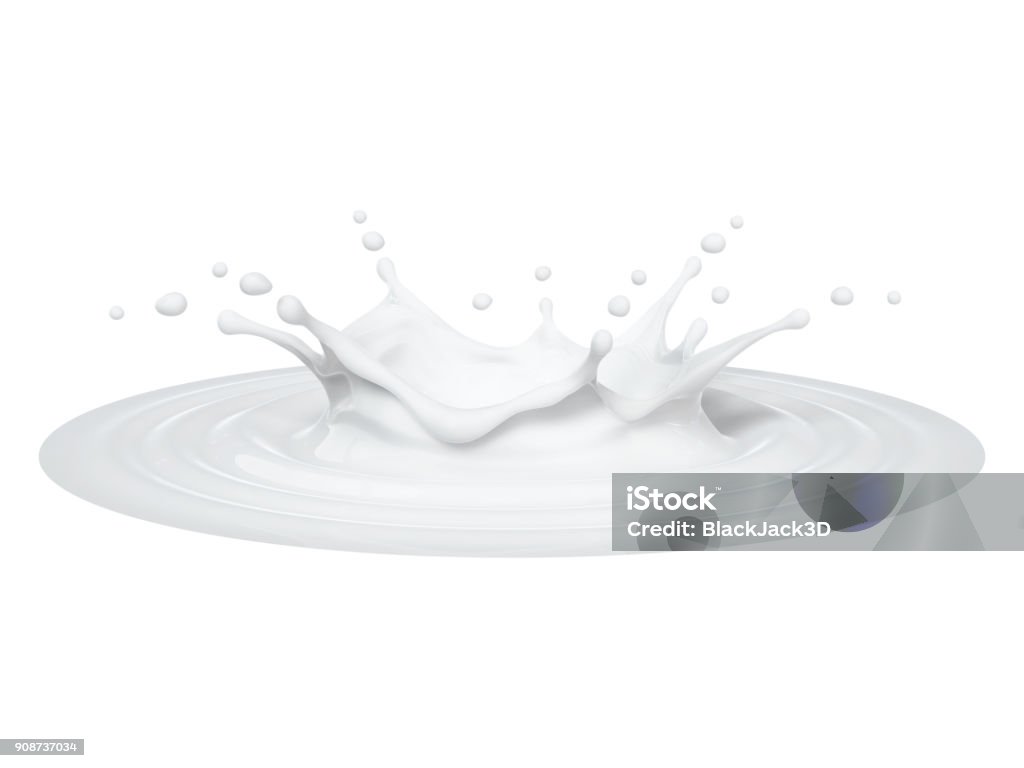 Milk Splash Concept. 3D Render Splashing Stock Photo