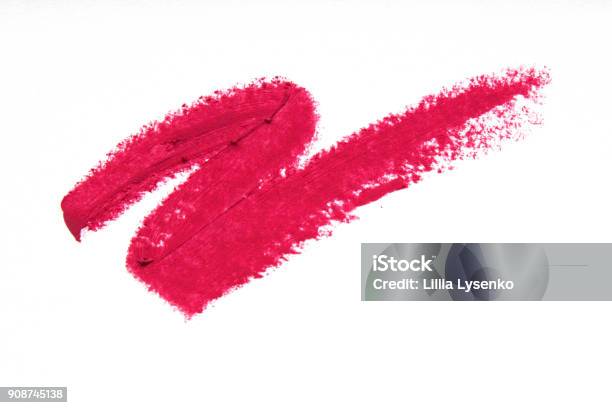 Smears Of Pink Lipstick Closeup Isolated On White Background Makeup Beauty Stock Photo - Download Image Now