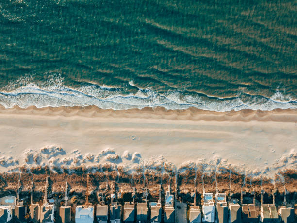 Aerial of Houses on the Beach stock photo