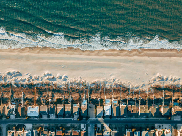 Aerial of Houses on the Beach stock photo