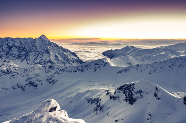 istock Beautiful mountain sunset panorama, winter Tatra mountains, Poland 908755660