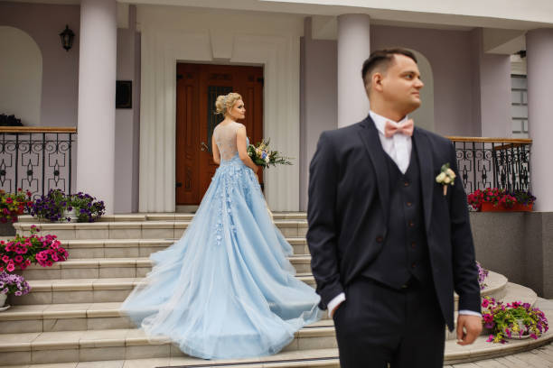 istock Wedding couple. Bride and groom. Rustic or provense wedding style 908756448