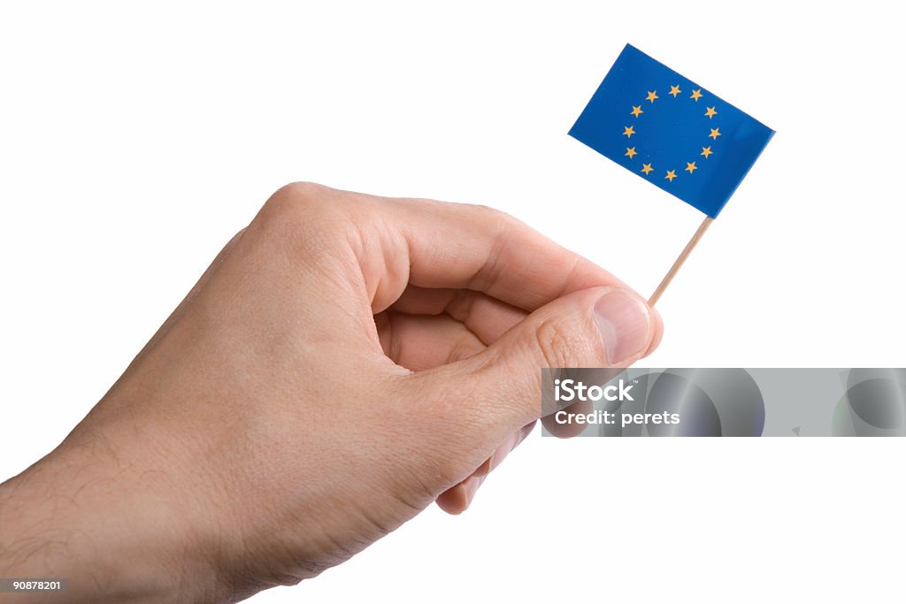 Tenant le drapeau de l'UE - Photo de De petite taille libre de droits