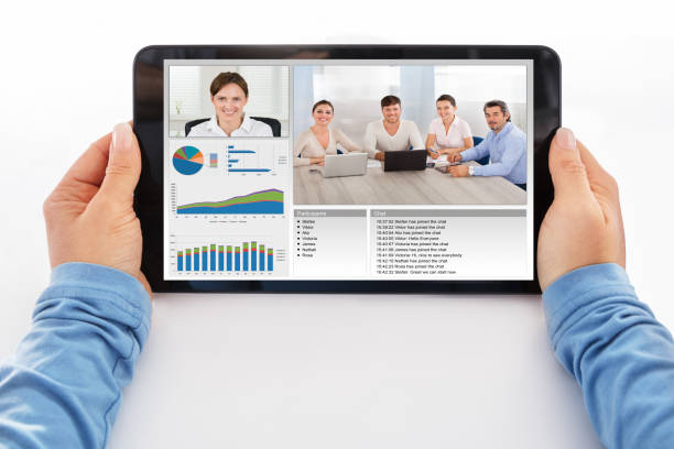 istock Businesswoman Attending Video Conference On Digital Tablet 908787588