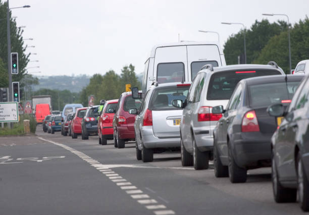 istock Motor Vehicle congestion at traffic lights in rush hour, UK. 90880263