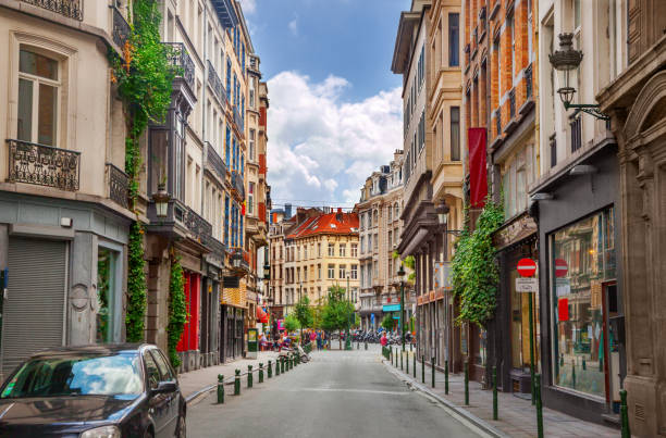 Street in Brussels stock photo