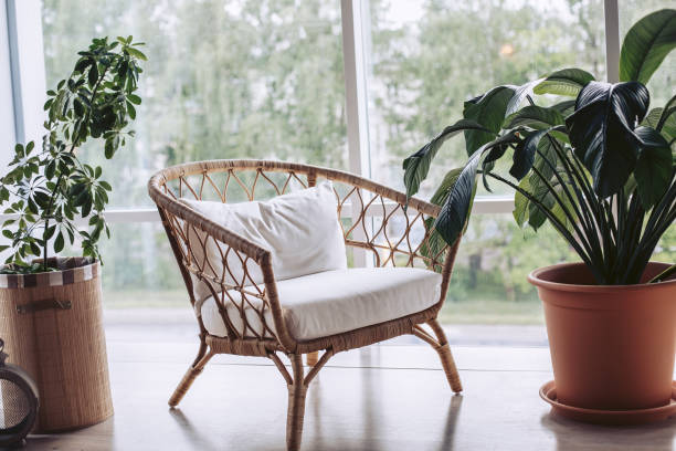 istock Summer recreation area. Wicker furniture. 908827962