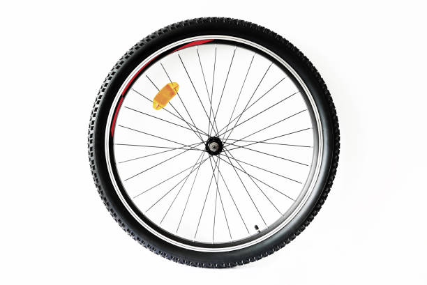 istock Mountain bicycle wheel isolated on white background 908834574