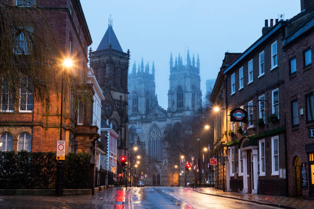 York Minster and the city of York at dawn. stock photo