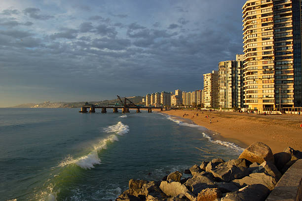 Beach, Vina del Mar  vina del mar chile stock pictures, royalty-free photos & images