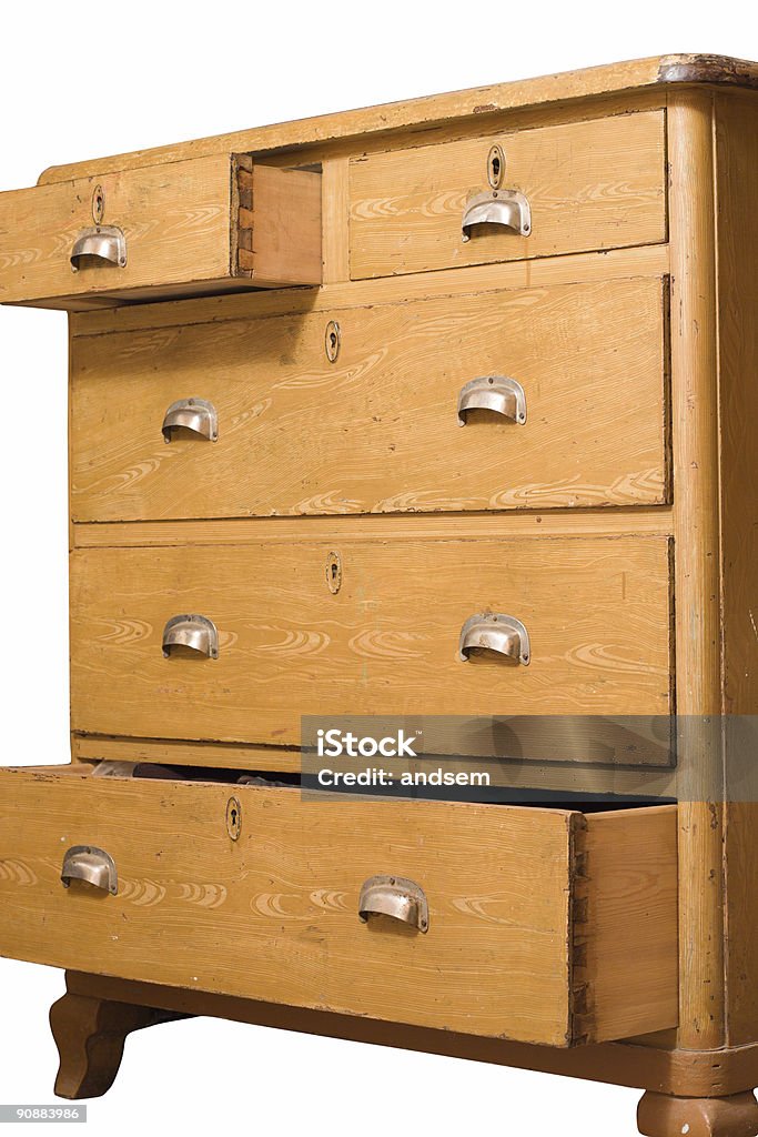 Retro in legno torace dei cassetti - Foto stock royalty-free di Aperto
