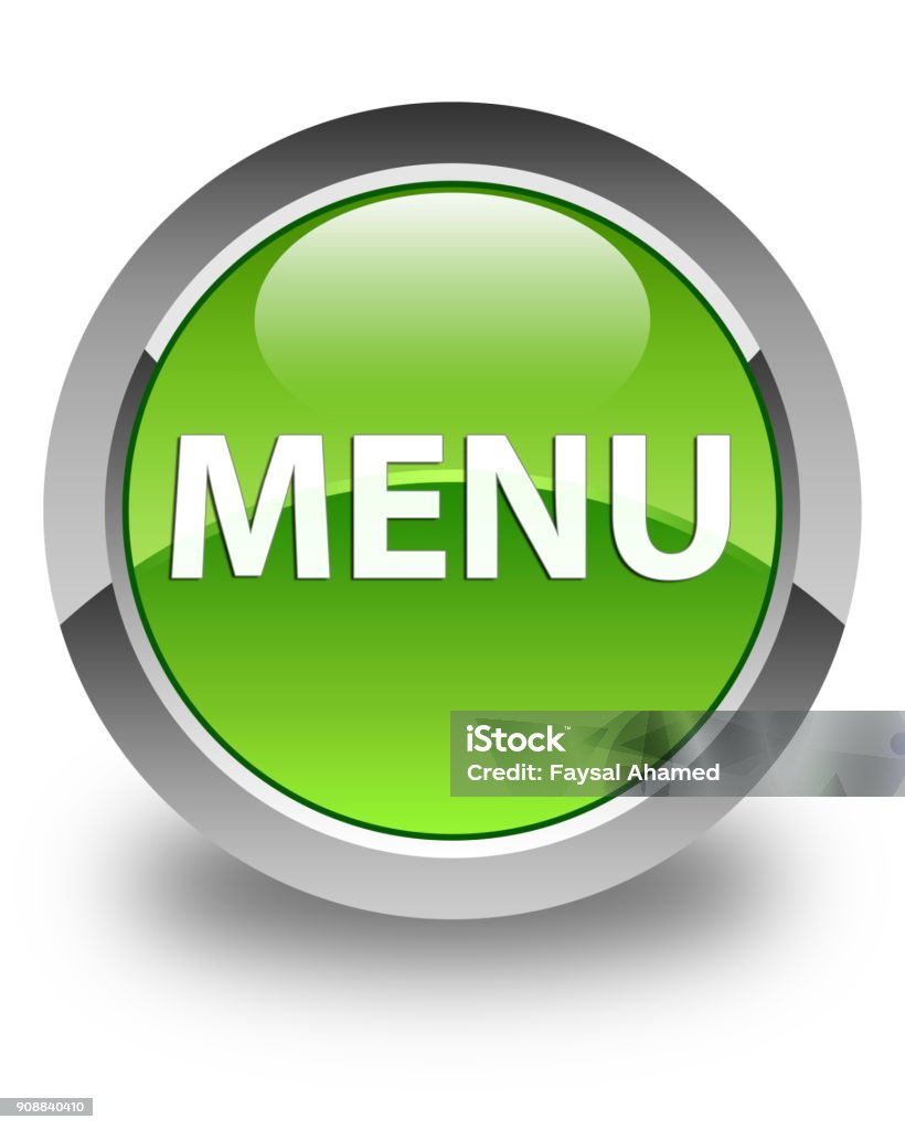 Menu Button Rounded Edges Menu Glossy Green Round Button Stock Illustration - Download Image Now ...