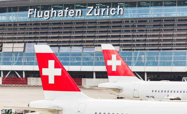 Zurich Airport on an overcast day stock photo