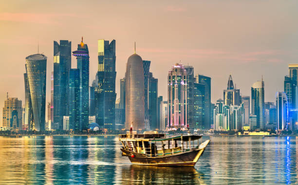 istock Dhow, a traditional wooden boat, in Doha, Qatar 908843330