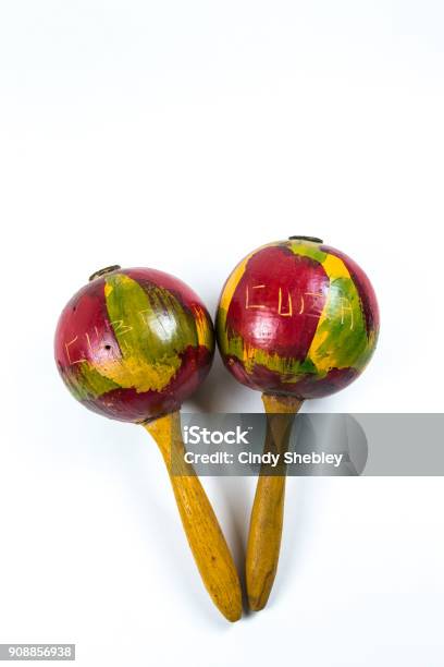 Wooden Maracas On White Stock Photo - Download Image Now - Celebration,  Cuba, Cut Out - iStock