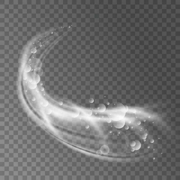 ilustrações de stock, clip art, desenhos animados e ícones de abstract white foam. effect of spray, whirlwind and blizzard on transparent background. - craft equipment material spiral