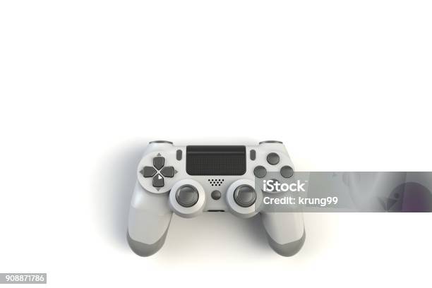 Computer Game Competition Gaming Concept White Joystick Isolated On White Background 3d Rendering Stock Photo - Download Image Now