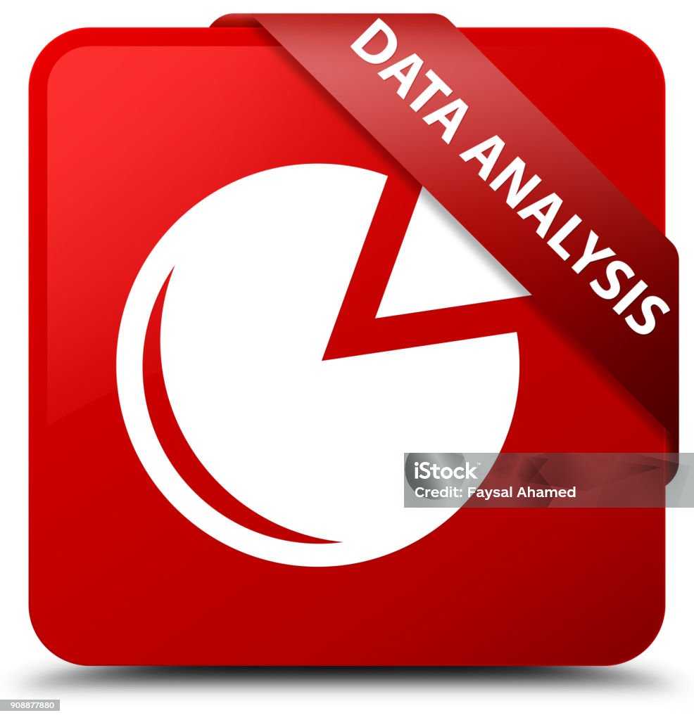 Add Analytes Button Data Analysis Red Square Button Red Ribbon In Corner Stock Illustration ...