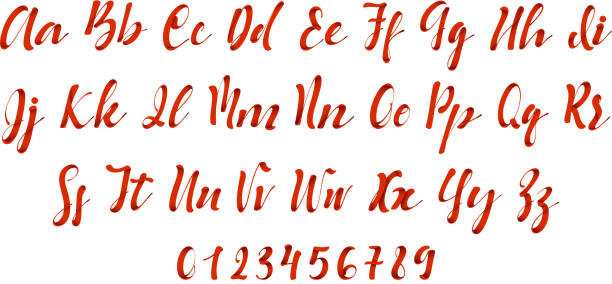 라틴어 알파벳 빨간색입니다. 문자 글꼴 스타일 리본 - ribbon typescript letter vector stock illustrations