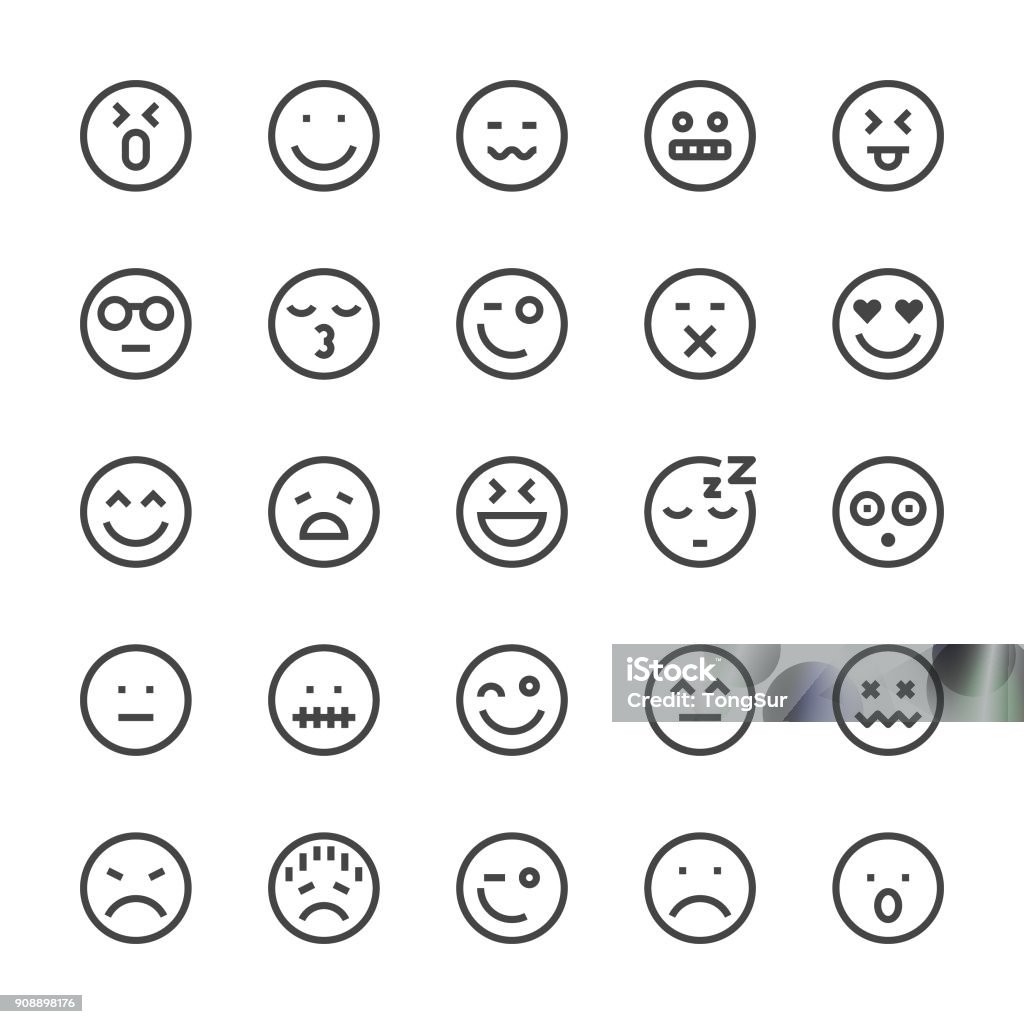 Emoji Icon Icons - MediumX Line Emoji Icon Icons - MediumX Line Vector EPS File. Winking stock vector