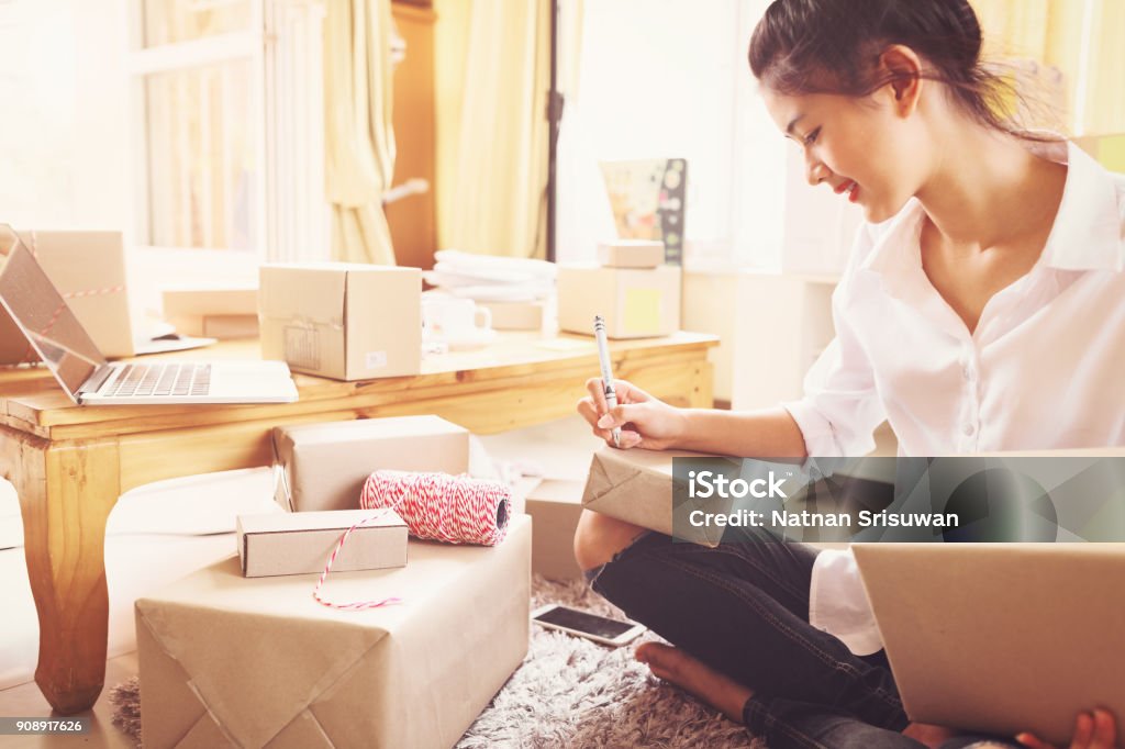 Frauen Unternehmer Erfolg Geschäfte zu Hause. - Lizenzfrei Markthändler Stock-Foto