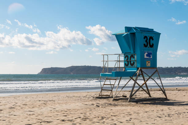 Lifeguard Tower Overlooking Ocean in Coronado, California