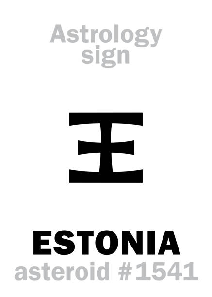 ilustrações de stock, clip art, desenhos animados e ícones de astrology alphabet: estonia, asteroid #1541. hieroglyphics character sign (single symbol). - map the future of civilization