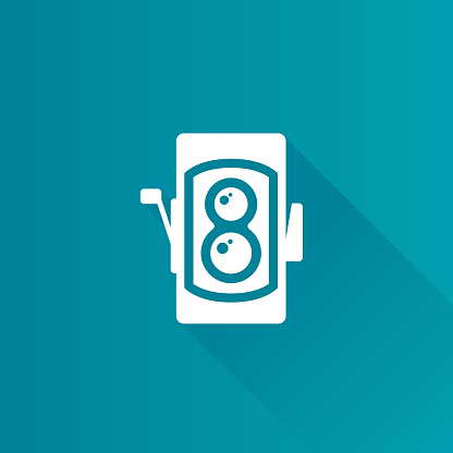 Twin lens reflex camera icon in Metro user interface color style. Vintage retro photography