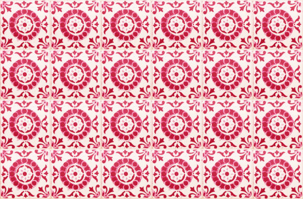 Vintage ceramic tiles wall decoration. Turkish ceramic tiles wall background