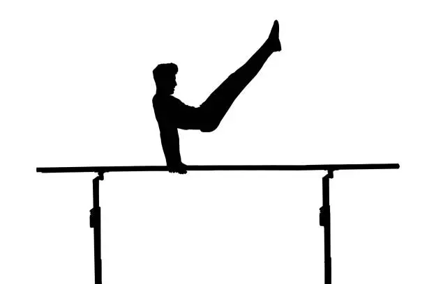 Bar gymnast symbol as silhouette in black / white