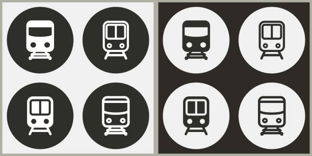 ilustraciones, imágenes clip art, dibujos animados e iconos de stock de metro - icono de vectores. - estación de tren