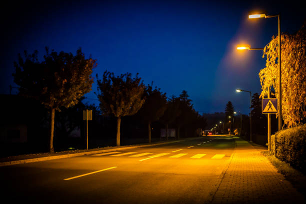 Nobody town street late at night Nobody town street late at night street light stock pictures, royalty-free photos & images
