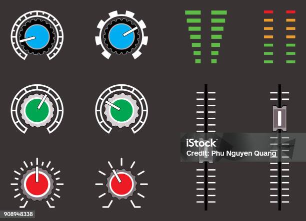 Volume Control Vector Set On Black Background Stock Illustration ...