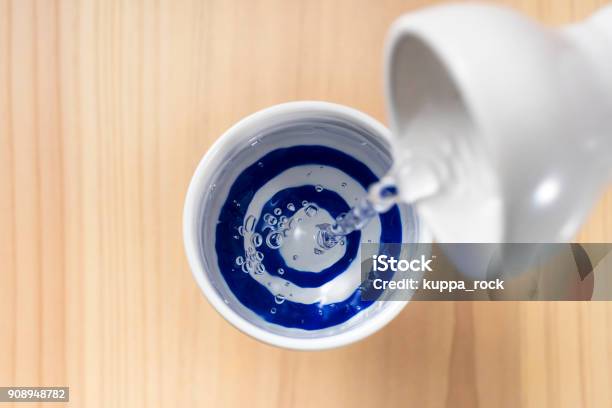 Pour Sake Japanese Traditional Rice Wine Stock Photo - Download Image Now - Saki, Alcohol - Drink, High Angle View