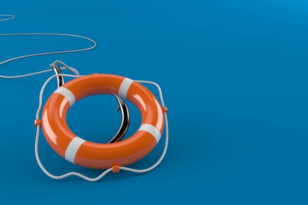 istock Fishing hook with life buoy 908951610