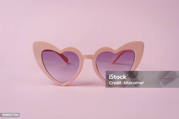 Pink Heart Shape Sunglasses Isolated Stock Photo - Download Image Now - Eyeglasses, Heart Shape, Pink Color