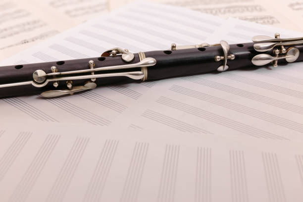 istock transverse flute on sheet music 908953670