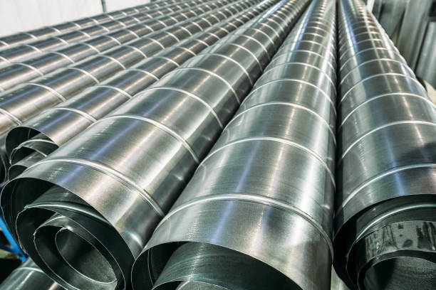 istock Stack of steel or metal pipes as industrial background 908954040