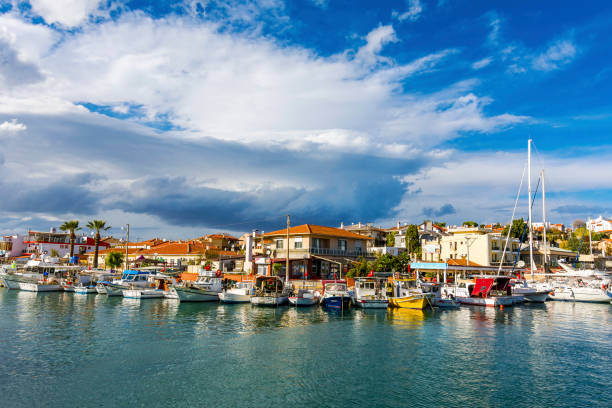 Cesme Town of Izmir Province in Turkey Dalyan Village Marina view in Cesme Town of Turkey fish village stock pictures, royalty-free photos & images